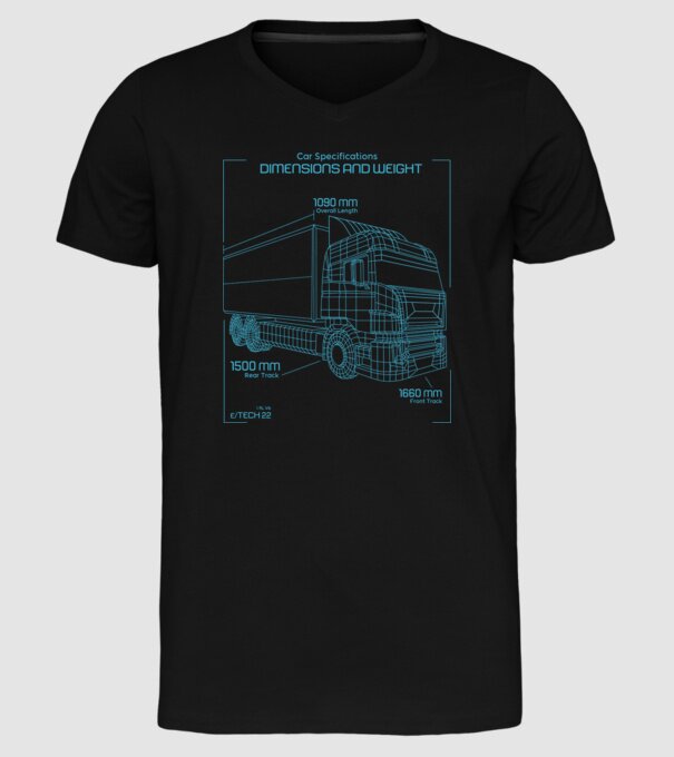 Camioane model negru pe tricou