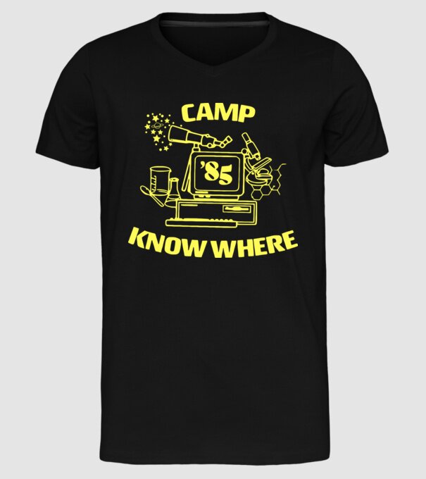 camp nowhere 85 stranger things model negru pe tricou