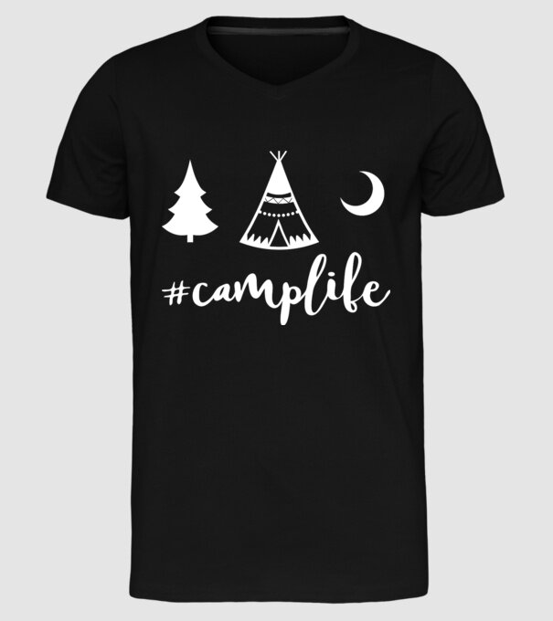 camplife model negru pe tricou
