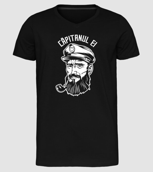 Căpitanul ei model negru pe tricou