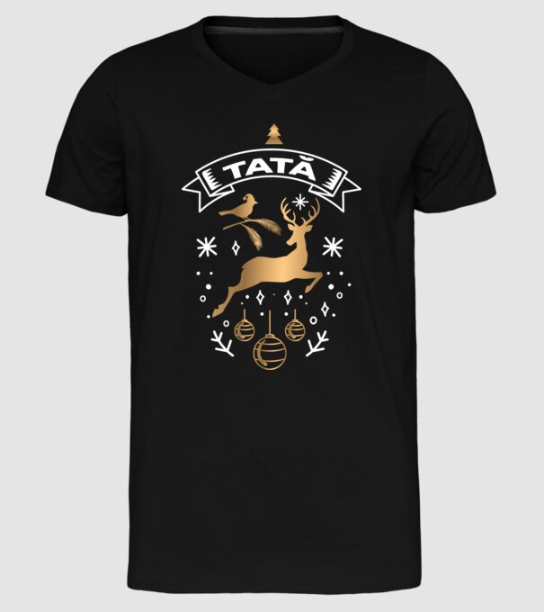 tată christmas model negru pe tricou