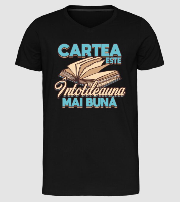 Cartea este ÎNTOTDEAUNA mai bună D7556260-01 model negru pe tricou