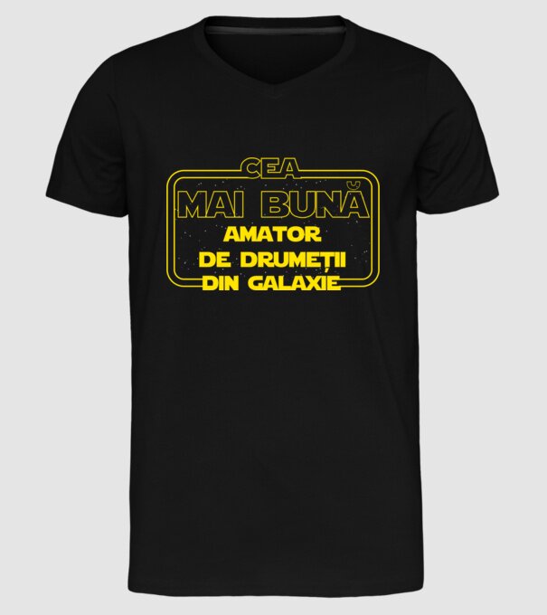 Cea mai bună amator de drumeții din galaxie model negru pe tricou
