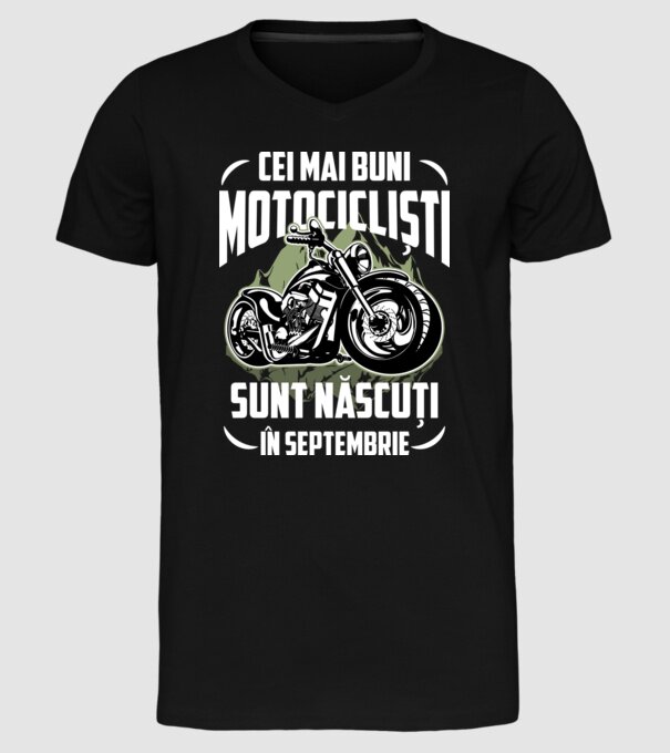 Cei mai buni motocicliști sunt născuți în Septembrie model negru pe tricou