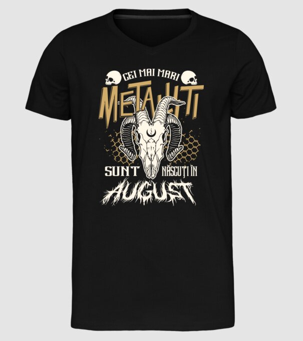 Cei mai mari metaliști sunt născuți în august. model negru pe tricou