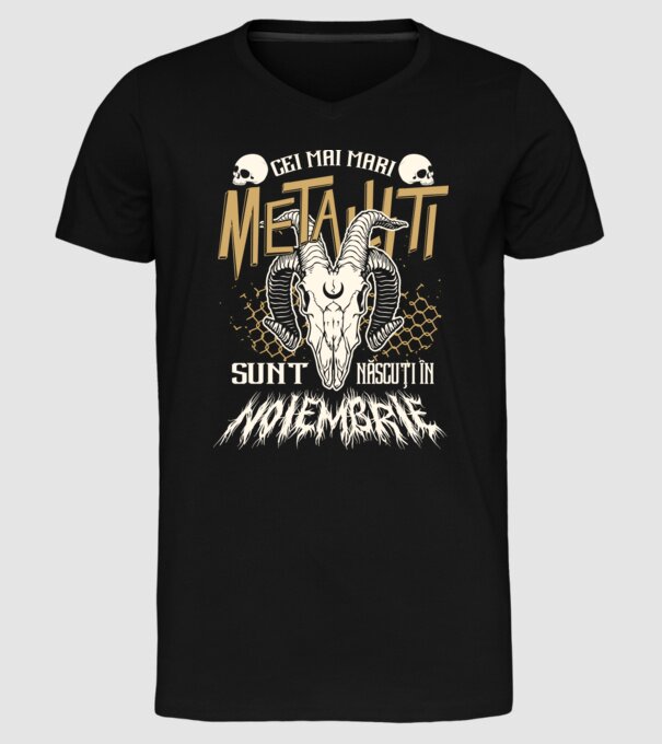 Cei mai mari metaliști sunt născuți în noiembrie. model negru pe tricou