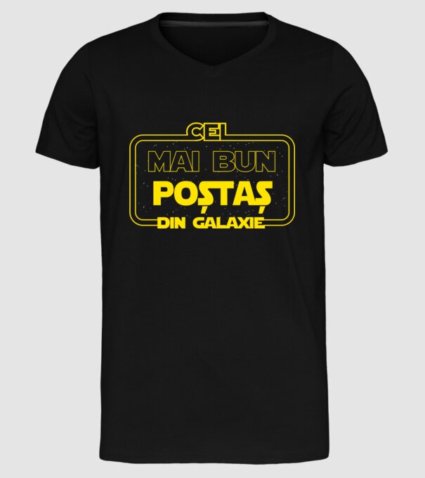 Cel mai bun poștaș din galaxie model negru pe tricou