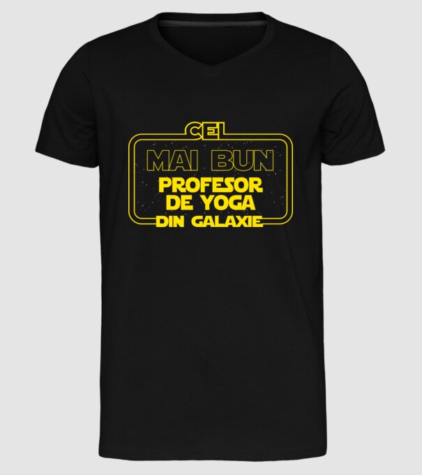 cel mai bun profesor de yoga din galaxie model negru pe tricou