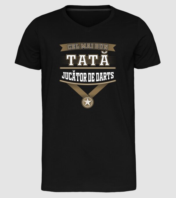 Cel mai bun tată jucător de darts model negru pe tricou