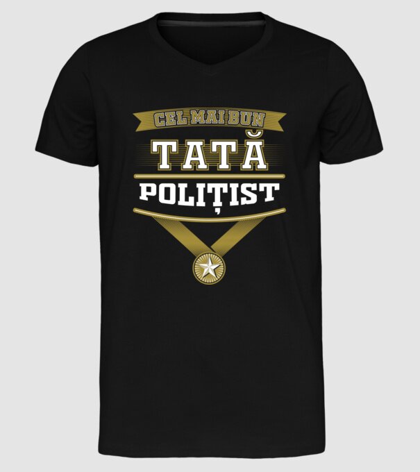 Cel mai bun tată polițist model negru pe tricou