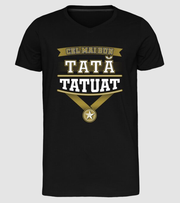 Cel mai bun tată tatuat model negru pe tricou