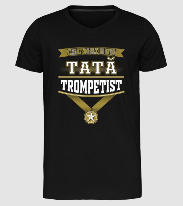 Cel mai bun tată trompetist model negru pe tricou