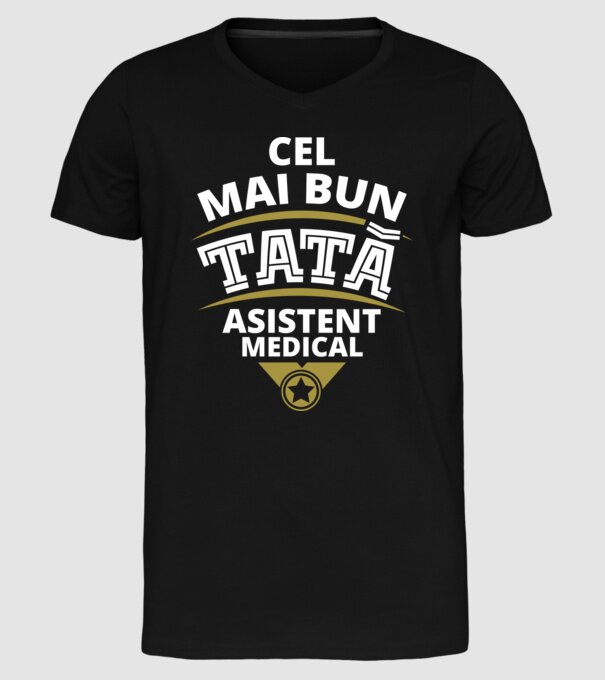Cel mai bun tată asistent medical model negru pe tricou