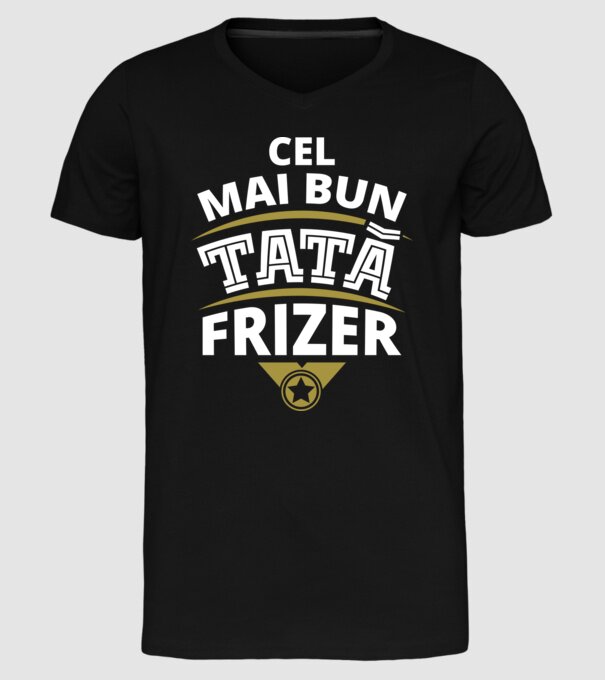 Cel mai bun tată frizer model negru pe tricou