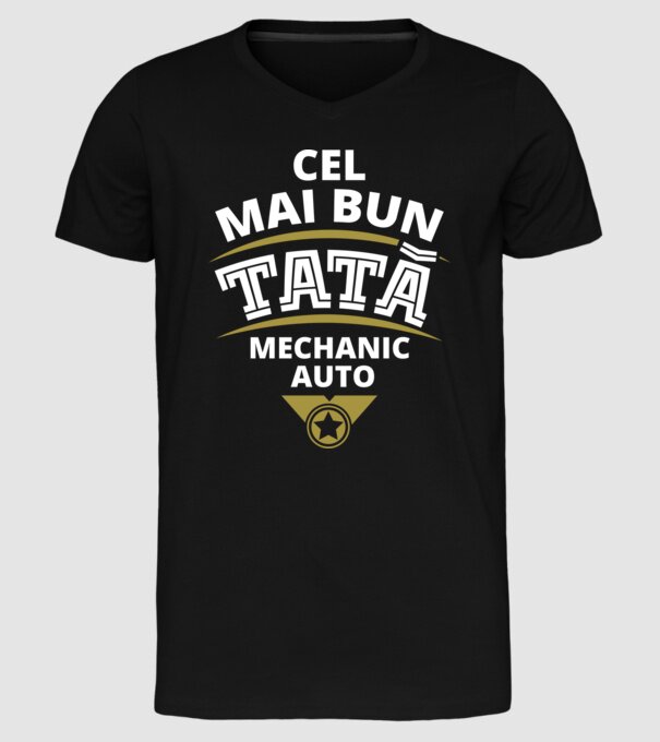 Cel mai bun tată mecanic auto model negru pe tricou