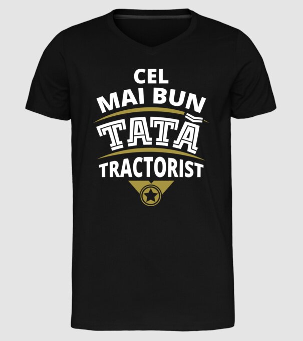 Cel mai bun tată tractorist model negru pe tricou