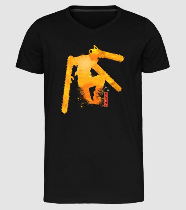 Chainsaw man Denji model negru pe tricou