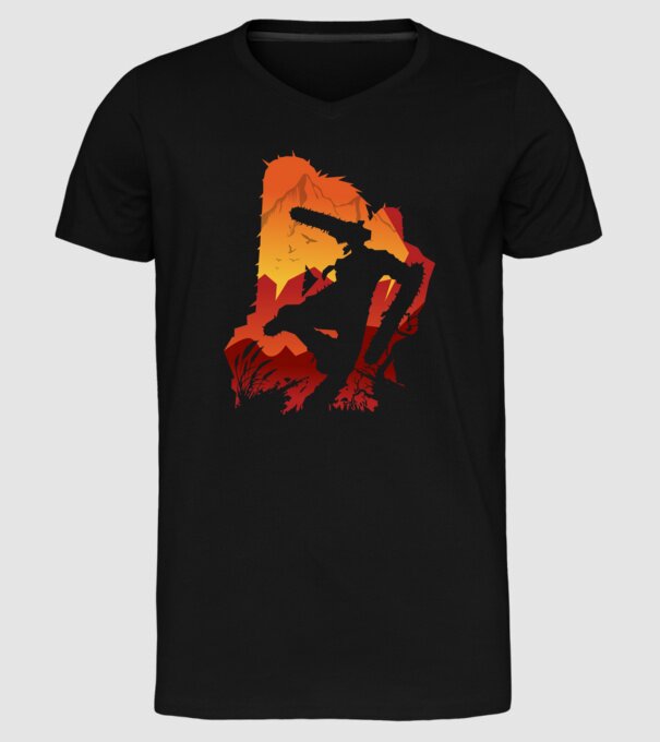 Chainsaw man silhouette model negru pe tricou