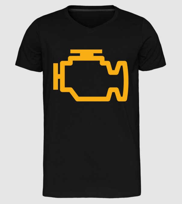 check engine model negru pe tricou