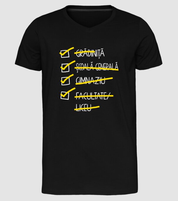 Cheklist educație - Facultate negru model negru pe tricou