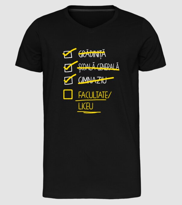 Cheklist educație - Gimnaziu negru model negru pe tricou