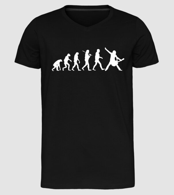 Chitară evoluție model negru pe tricou