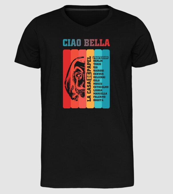 ciao bella retro model negru pe tricou