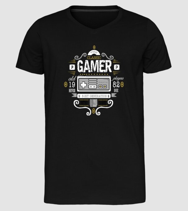 Classic Gamer model negru pe tricou