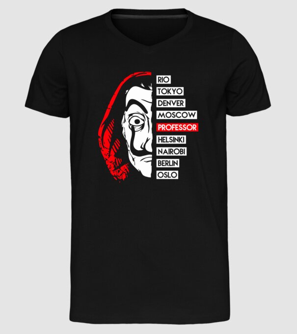 classic logo la casa de papel model negru pe tricou