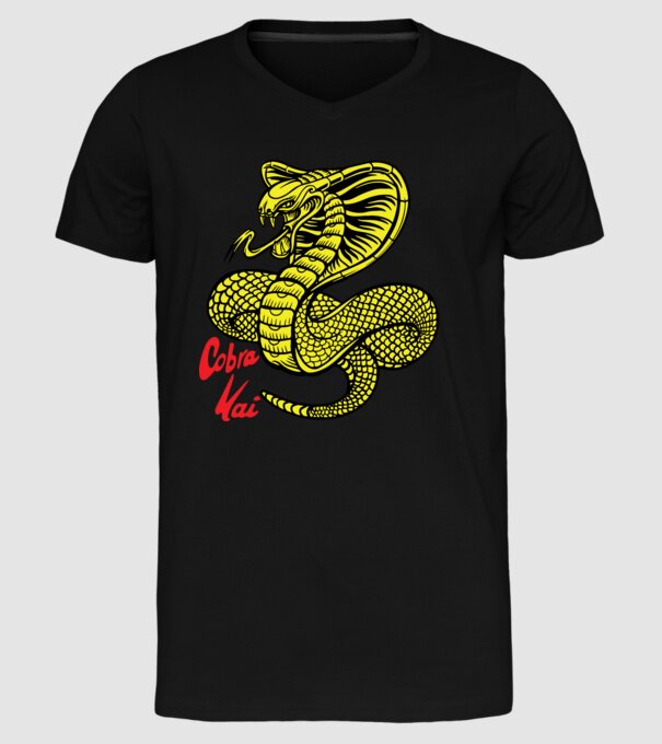 cobra kai logo color model negru pe tricou