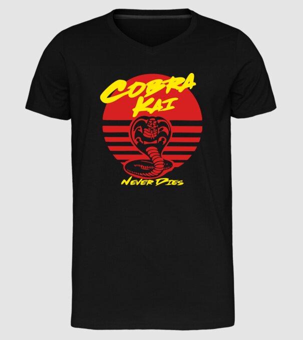 cobra kai sunset logo model negru pe tricou