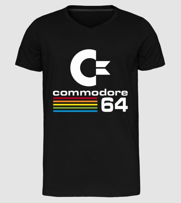 Commodore 64 logo on black model negru pe tricou