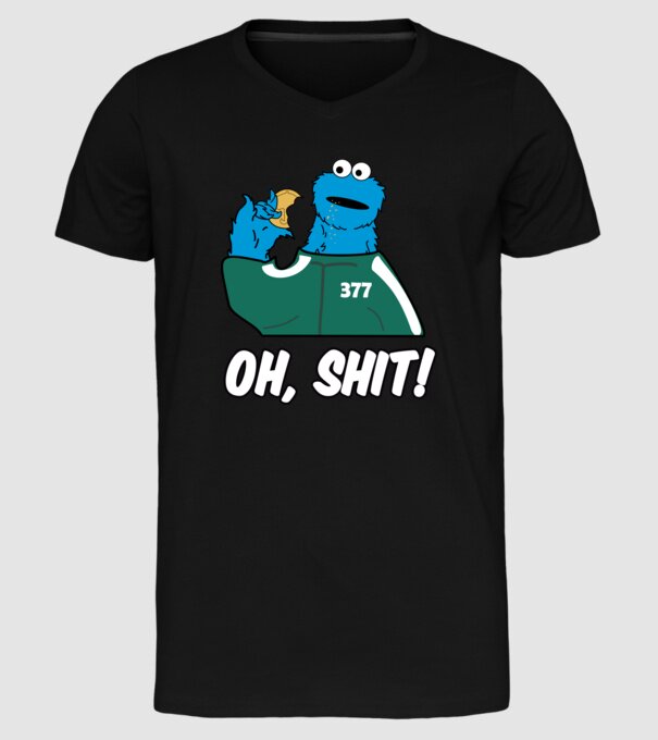 cookie monster squid game parody model negru pe tricou