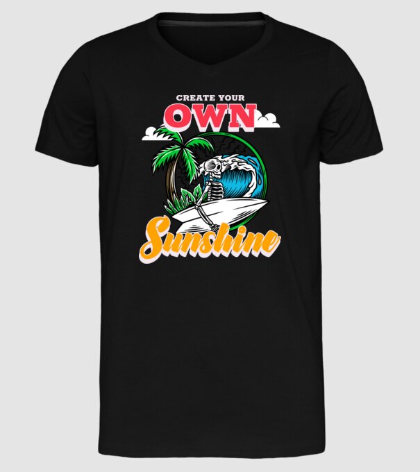 Create your own sunshine surfer skeleton model negru pe tricou