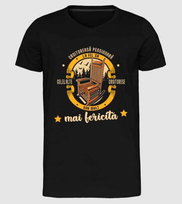 CROITOREASĂ pensionară - la fel ca celelalte croitorese, dar mult mai fericită model negru pe tricou