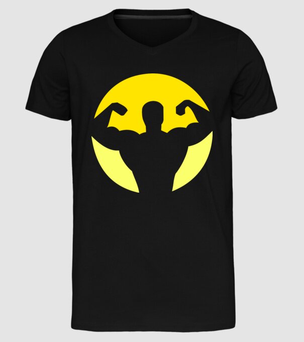 Culturism model negru pe tricou