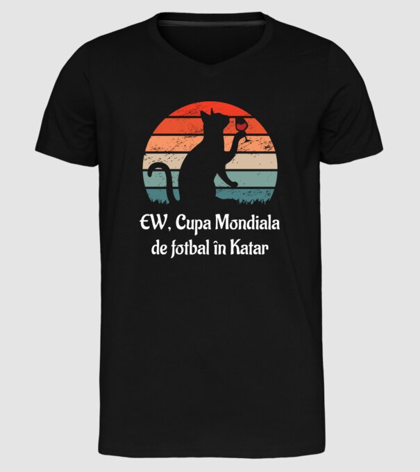 Cupa Mondiala de fotbal în Katar model negru pe tricou