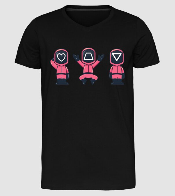 cute squid game toys model negru pe tricou