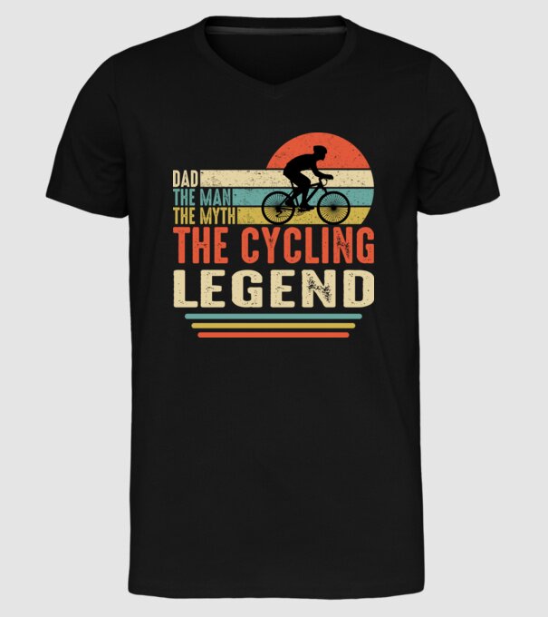 Dad the man, the myth, the cycling legend model negru pe tricou