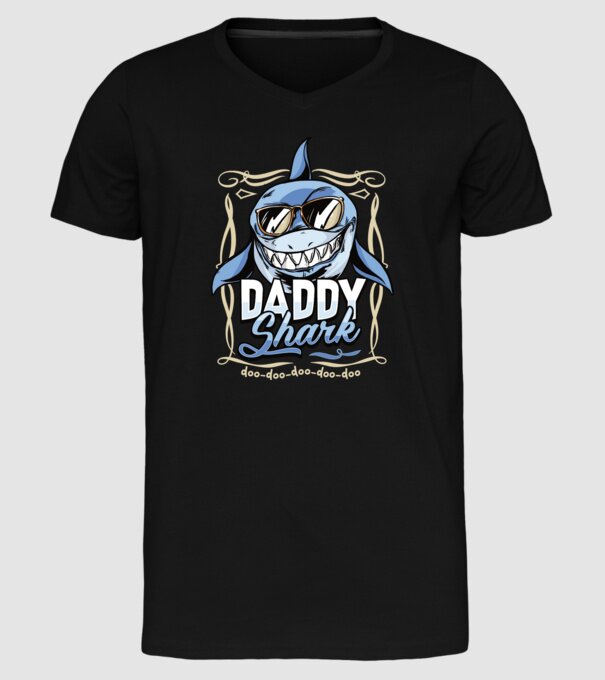 Daddy Shark model negru pe tricou