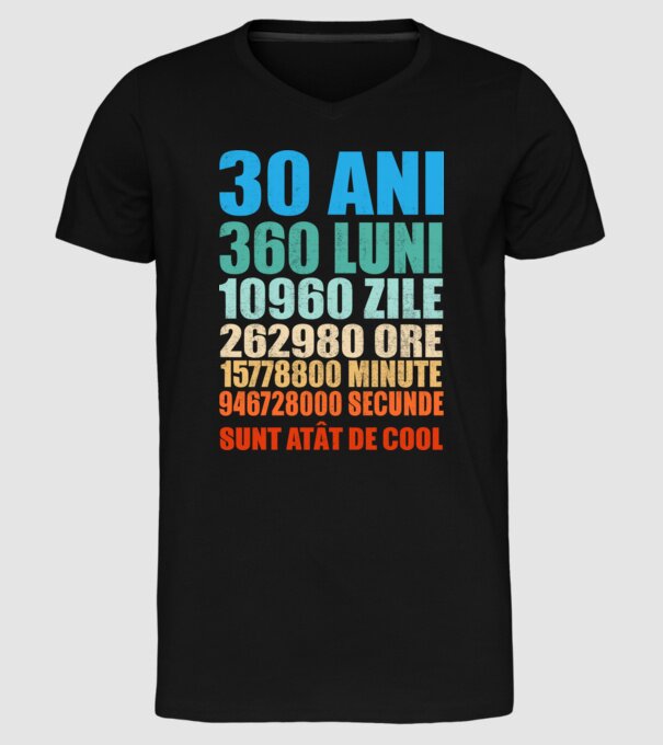 De 30 ani - luni - zile - ore - minute - secunde - sunt atât de cool model negru pe tricou