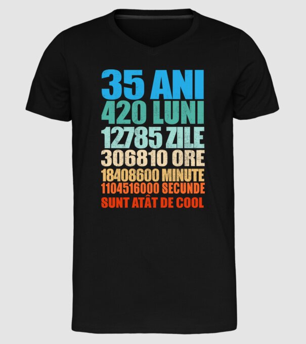 De 35 ani - luni - zile - ore - minute - secunde - sunt atât de cool model negru pe tricou
