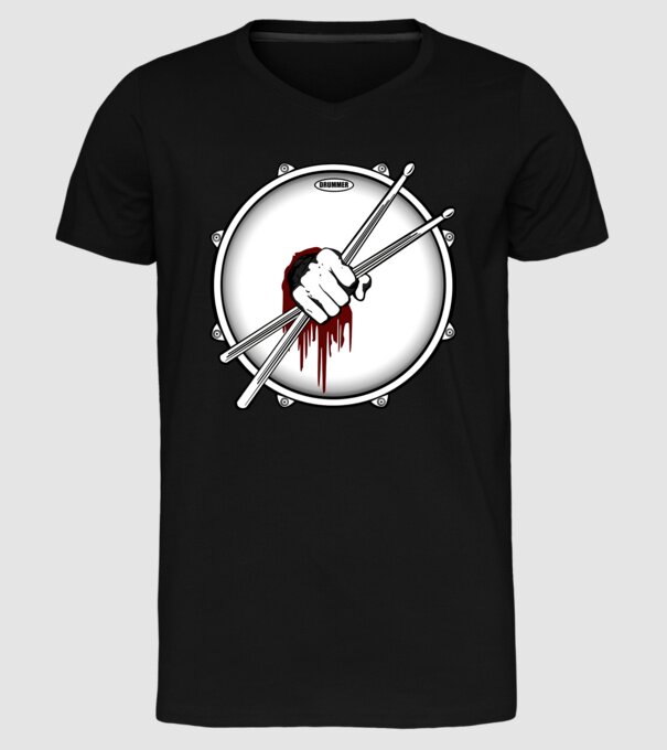 dedicated drummer model negru pe tricou