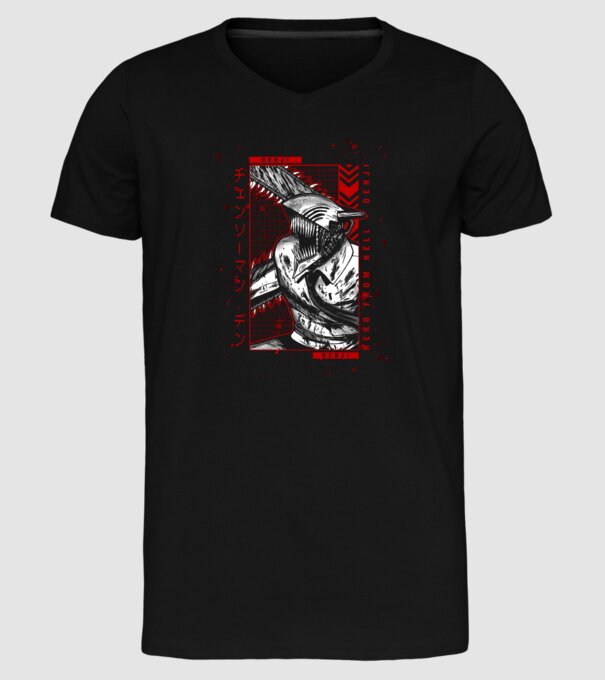 Denji Chainsaw man model negru pe tricou