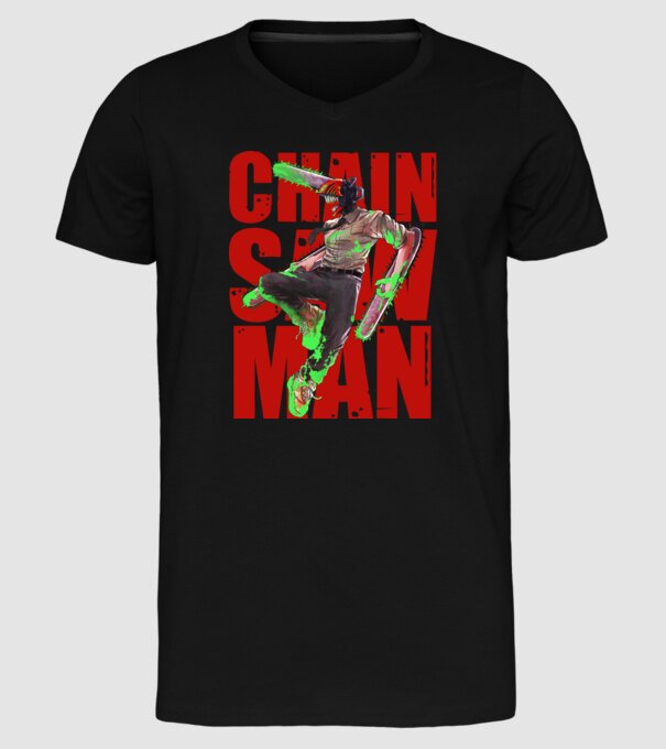 Denji chainsaw man concept model negru pe tricou