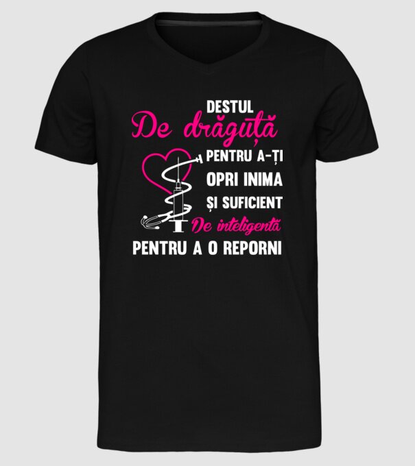 Destul de drăguță pentru a-ți opri inima și destul de inteligentă pentru a o reporni model negru pe tricou