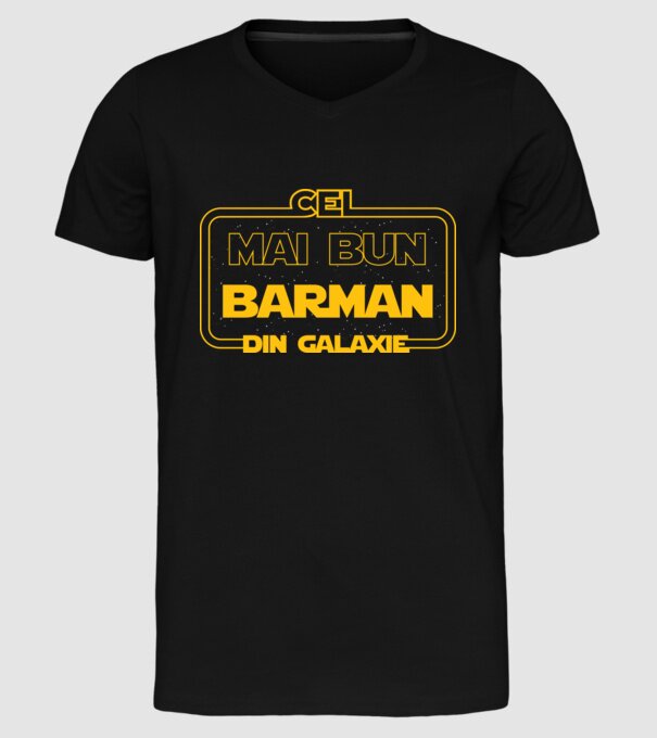Cel mai bun barman din galaxie model negru pe tricou