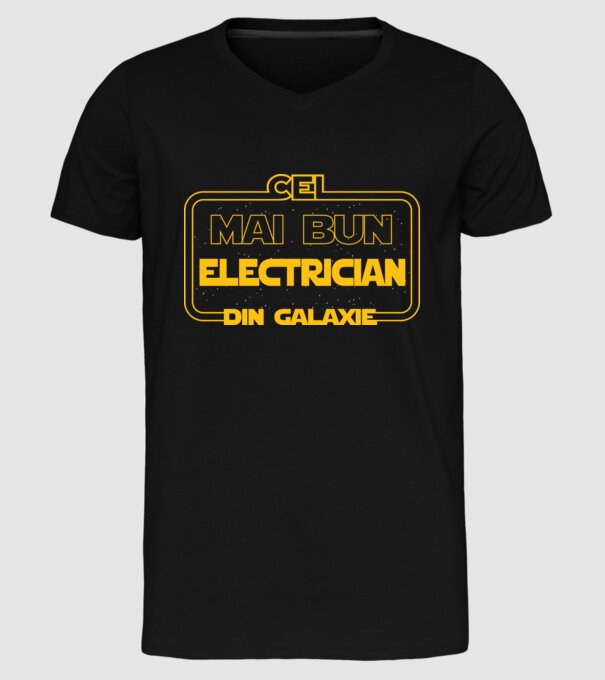 Cel mai bun electrician din galaxie model negru pe tricou