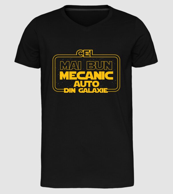 Cel mai bun mecanic auto din galaxie model negru pe tricou