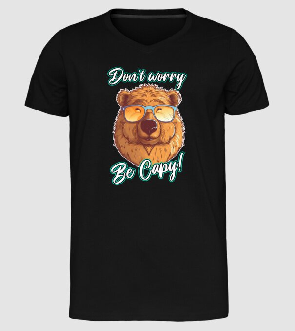 Don't worry be Capy model negru pe tricou